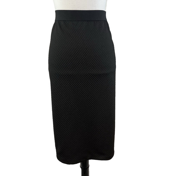 Alfani Skirt Plus sz 3X Black Textured Knit Straight Pencil Knee Stretch Career - Picture 1 of 8